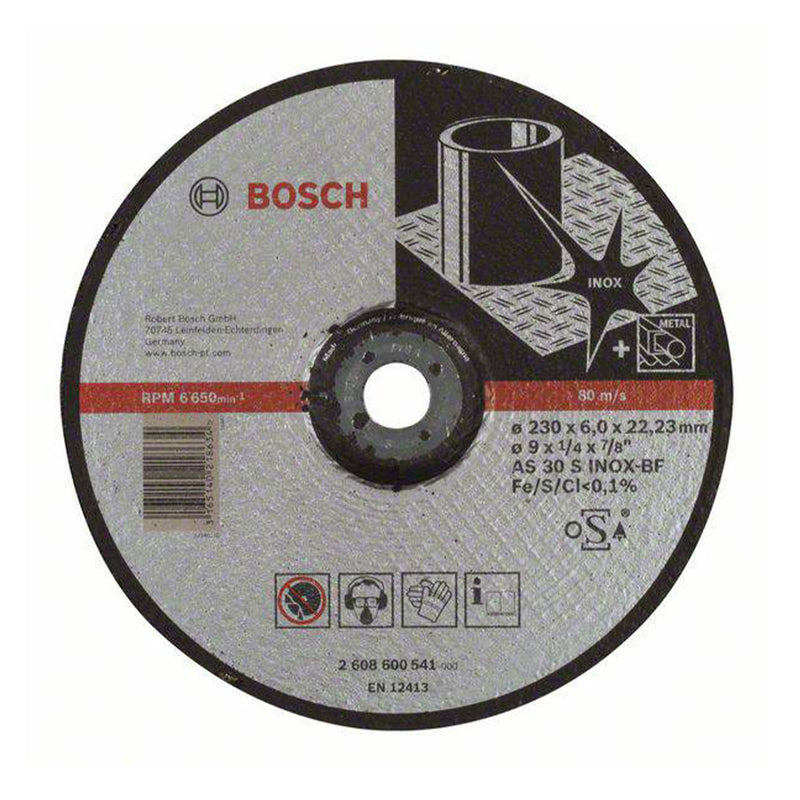 Đá mài Inox Bosch 2608600541 đường kính 230mm, dày 6mm, lỗ cốt 22.2mm, tiêu chuẩn EN 12413 (Dòng Expert)