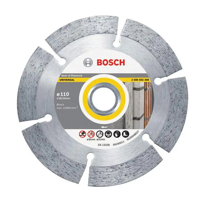 Lưỡi cắt kim cương đa năng Bosch 2608602468 đường kính 110mm, lỗ cốt 20/16mm, dày 1.8mm (Dòng Best)