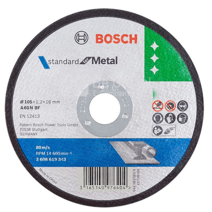 Đá cắt sắt Bosch đường kính 105mm, dày 1.2mm, lỗ cốt 16mm (Dòng Standard)