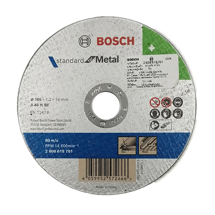 Đá cắt sắt Bosch đường kính 105mm, dày 1.2mm, lỗ cốt 16mm (Dòng Standard)