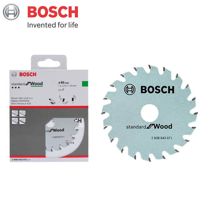 Lưỡi cưa gỗ Bosch 2608643071 đường kính 85mm, 20 răng, lỗ cốt 15mm (Dòng Standard)