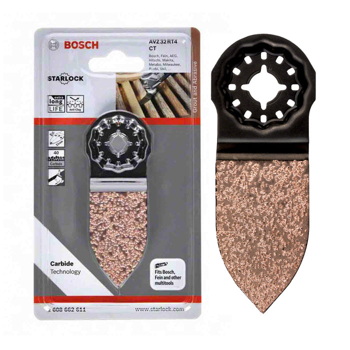 Lưỡi chà nhám Bosch AVZ AVZ 32 dùng cho tường gạch, mạch hồ và gỗ, kích thước 32mm x 50mm, độ hạt 40 - 100, chuẩn Starlock