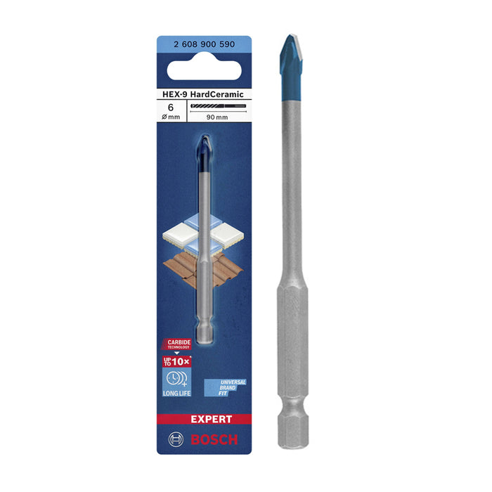 Mũi khoan gạch Hex-9 Bosch đường kính từ 3mm - 12mm, chiều dài 90mm, đuôi lục giác