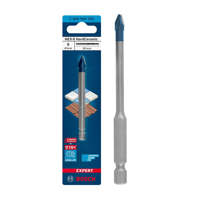 Mũi khoan gạch Hex-9 Bosch đường kính từ 3mm - 12mm, chiều dài 90mm, đuôi lục giác