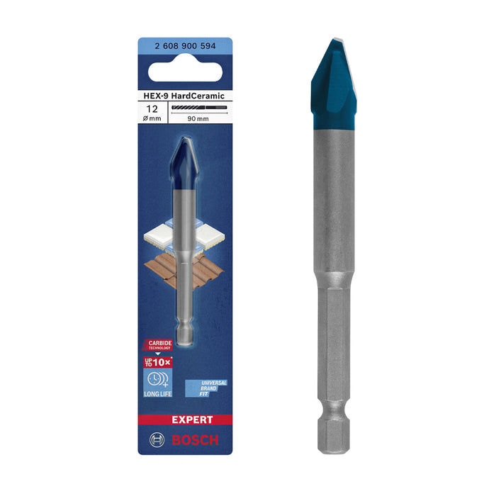 Mũi khoan gạch Hex-9 Bosch đường kính từ 3mm - 12mm, chiều dài 90mm, đuôi lục giác