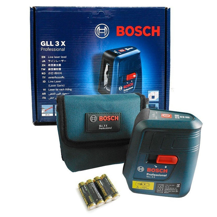 Máy cân mực Laser 3 tia đỏ Bosch GLL 3 X đo tối đa 15m mã số 0601063CJ0