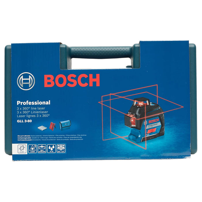 Máy cân mực Laser 3 tia đỏ 360° Bosch GLL 3-80 đo tối đa 30m mã số 0601063S00