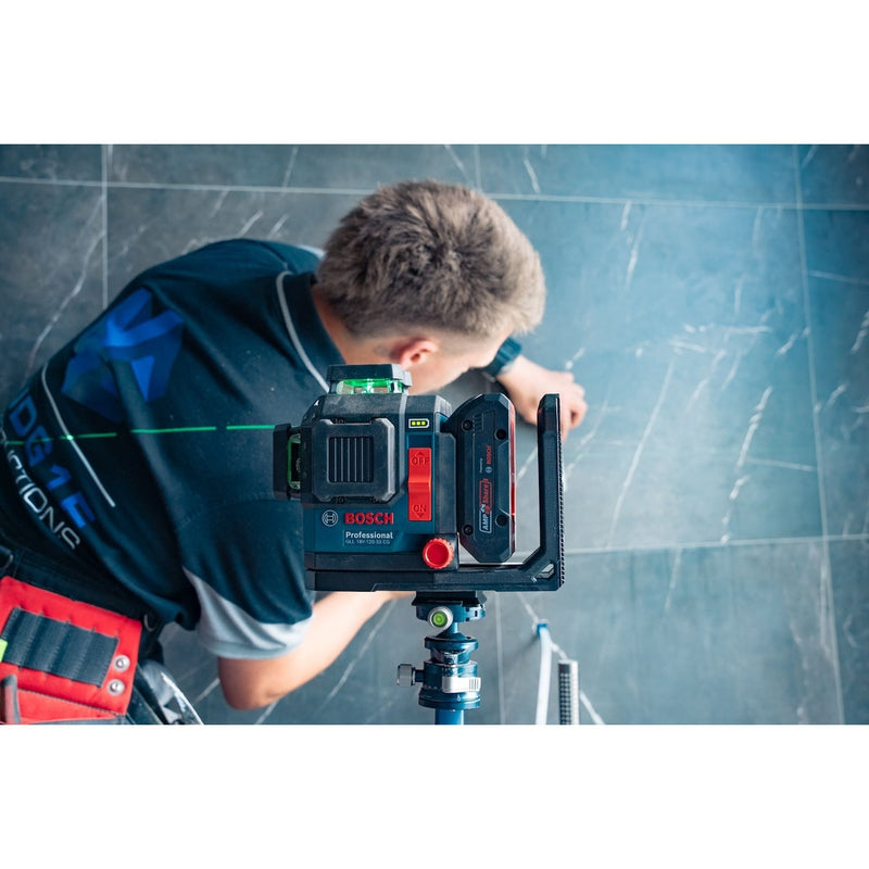 Máy cân mực Laser 3 tia xanh 360° Bosch GLL 18V-120-33 CG dùng Pin 18V, 12V đo tối đa 120m
