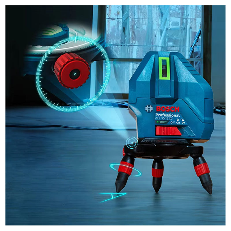 Máy cân mực Laser 5 tia xanh Bosch GLL 50-15 XG đo tối đa 50m
