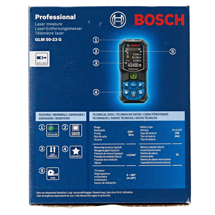 Máy đo khoảng cách bằng Laser Bosch GLM 50-23 G đo tối đa 50m mã số 0601072VK0