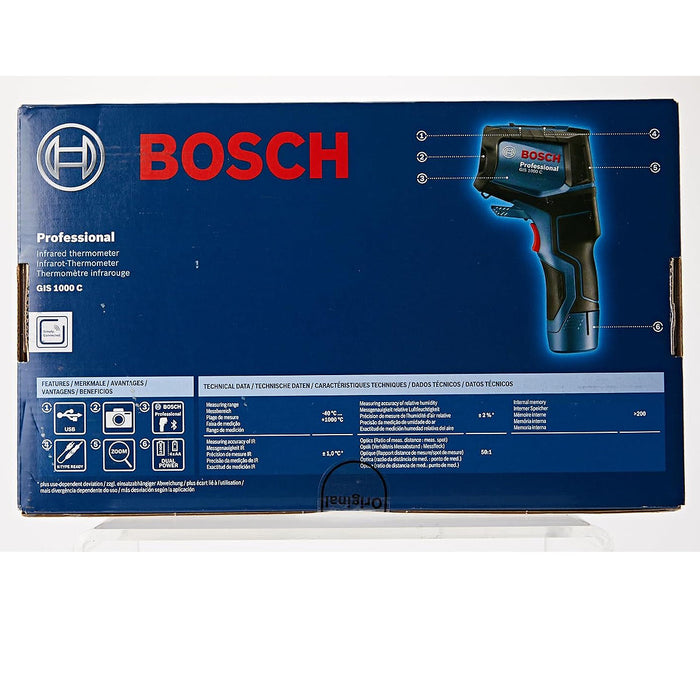 Máy đo nhiệt độ, độ ẩm bằng Laser Bosch GIS 1000 C dải nhiệt độ từ -40°C - 1000°C mã số 06010833K1