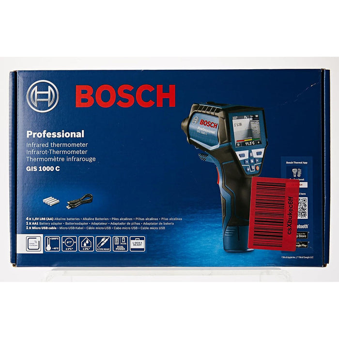 Máy đo nhiệt độ, độ ẩm bằng Laser Bosch GIS 1000 C dải nhiệt độ từ -40°C - 1000°C mã số 06010833K1