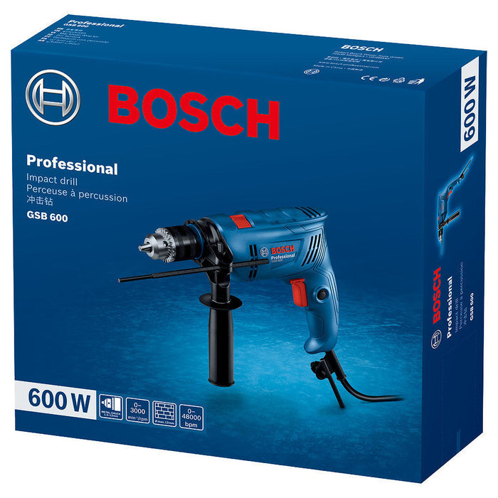 Máy khoan búa Bosch GSB 600 công suất 600W, đầu kẹp 13mm, có điều tốc