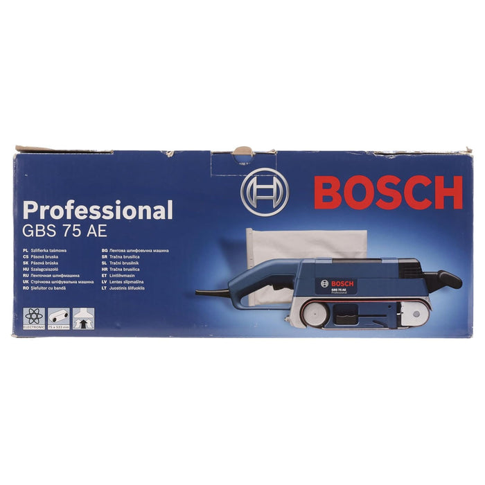 Máy chà nhám băng Bosch GBS 75 AE công suất 750W, kích thước băng nhám 75 x 533mm mã số 0601274004