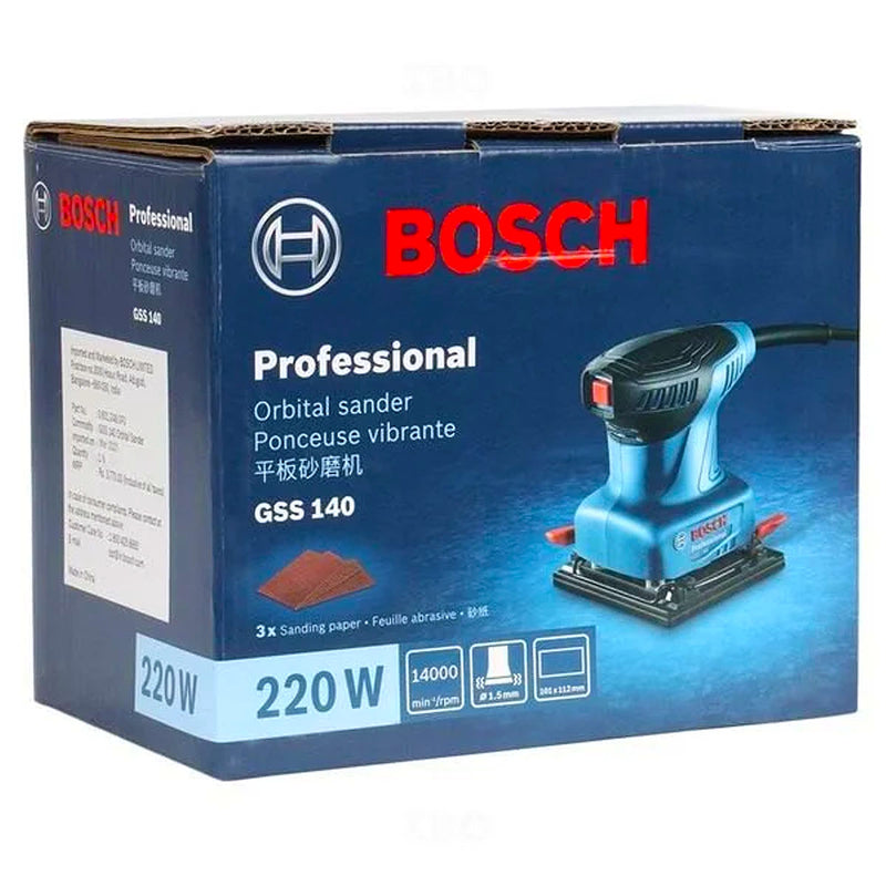Máy chà nhám rung Bosch GSS 140 công suất 220W, kích thước đế 112 x 101mm mã số 06012A80K0