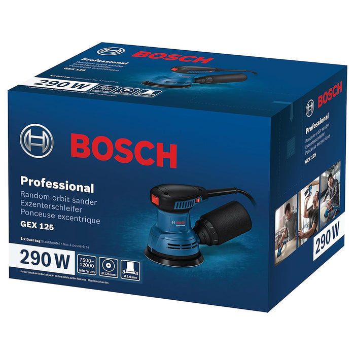 Máy chà nhám quỹ đạo tròn Bosch GEX 125 công suất 290W, đường kính đế 125mm mã số 06013A80K0