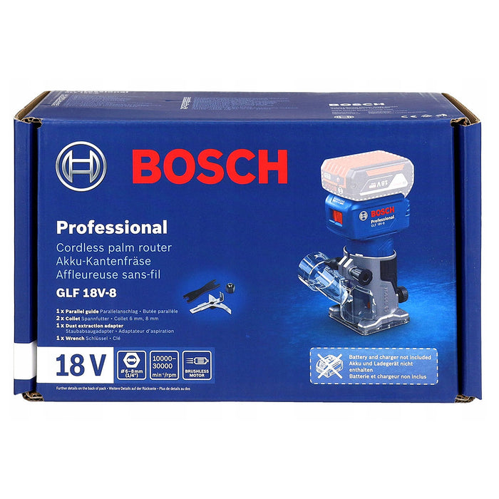 Máy phay Bosch GLF 18V-8 dùng Pin 18V chấu bóp 6mm, 8mm, 1/4 inch