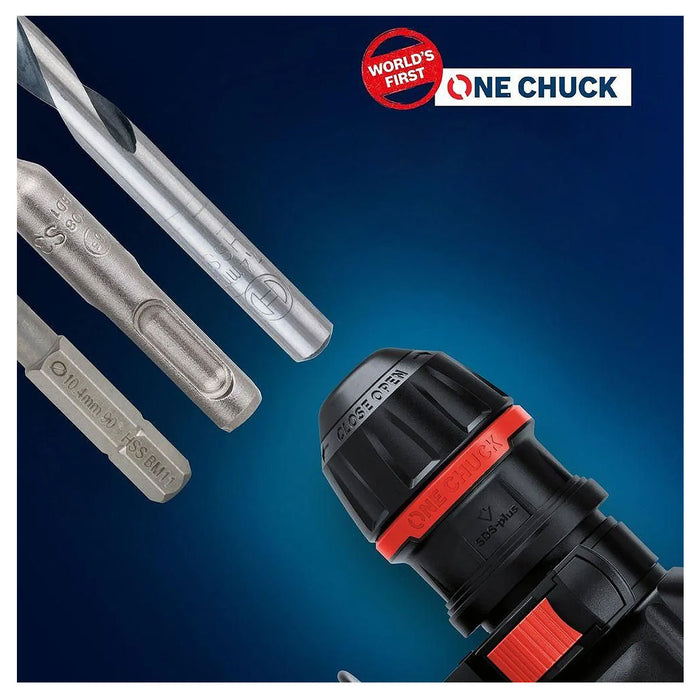 Máy khoan bê tông 3 chức năng Bosch GBH 187-LI One Chuck dùng Pin 18V, đuôi gài SDS-Plus thế hệ mới tích hợp đầu khoan kẹp 6-10mm