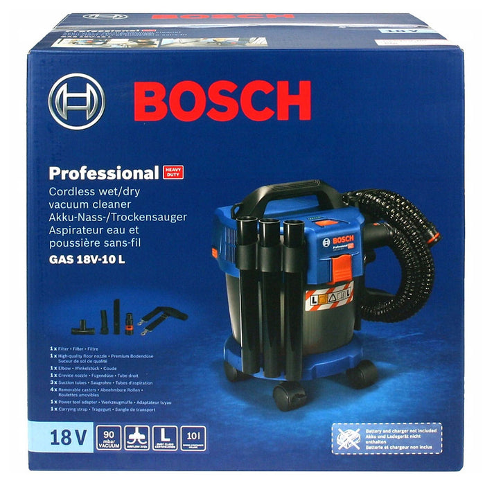 Máy hút bụi Bosch GAS 18V-10L dùng Pin 18V, dung tích 10L, lực hút 9kPa ( hút khô và ướt )