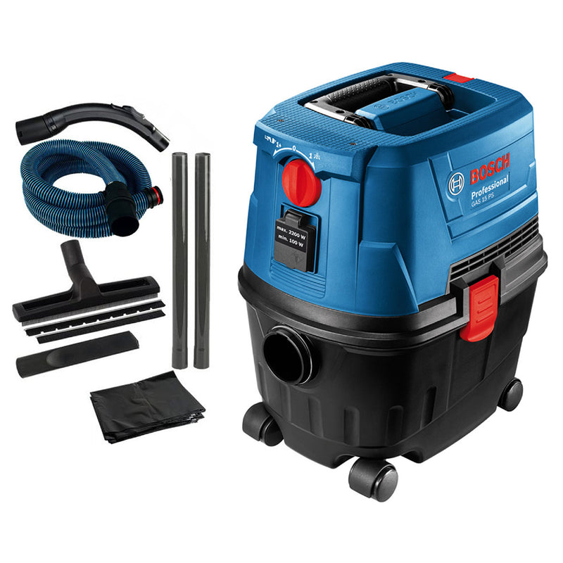 Máy hút bụi Bosch GAS 15 PS công suất 1,100W dung tích 15L lực hút 22kPa ( hút khô và ướt ) mã số 06019E51K0