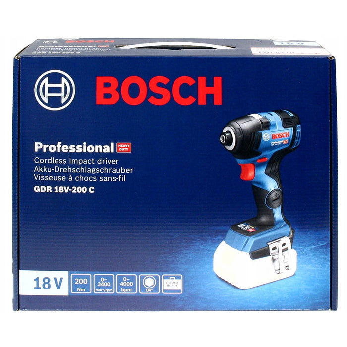 Máy vặn vít Bosch GDR 18V-200 C dùng Pin 18V, đuôi lục giác 6.35mm (1/4 inch)