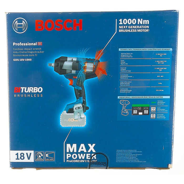 Máy siết bu lông Bosch GDS 18V-1000 dùng Pin 18V, cốt 1/2 inch