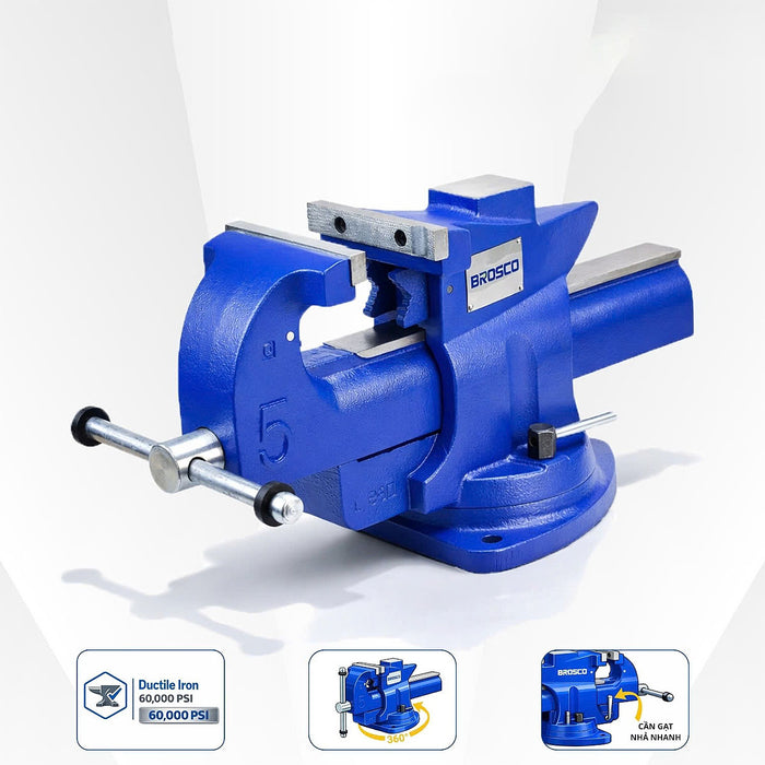 Ê tô bàn tích hợp cần nhả nhanh và khớp xoay 360° Brosco kích thước từ 4 inch - 6 inch