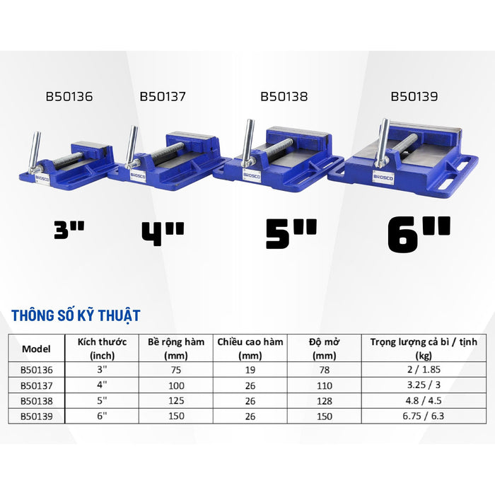 Ê tô bàn Brosco kích thước từ 3 inch - 6 inch