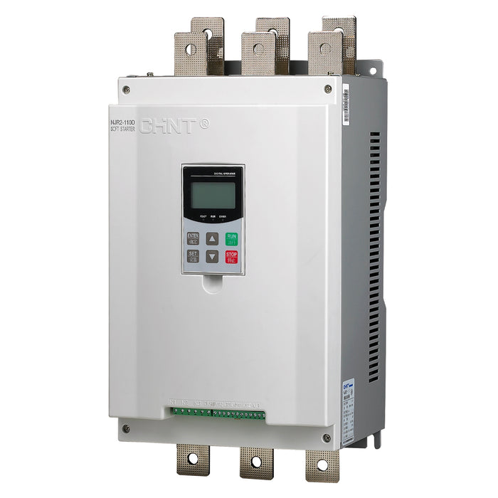 Bộ khởi động mềm Chint NJR2-D Series, External bypass - cần khởi động từ gắn ngoài. Dãy công suất từ 7.5kW ~ 500kW. Tiêu chuẩn CE.