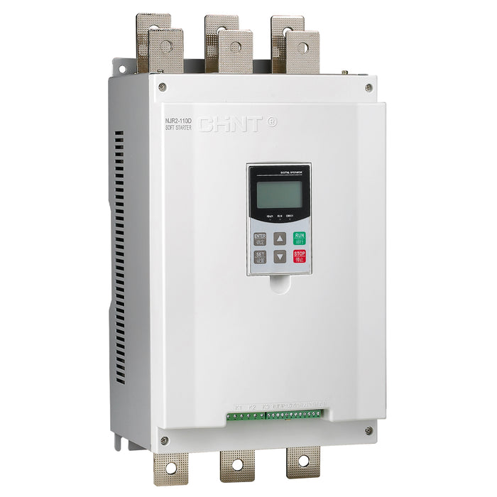 Bộ khởi động mềm Chint NJR2-D Series, External bypass - cần khởi động từ gắn ngoài. Dãy công suất từ 7.5kW ~ 500kW. Tiêu chuẩn CE.