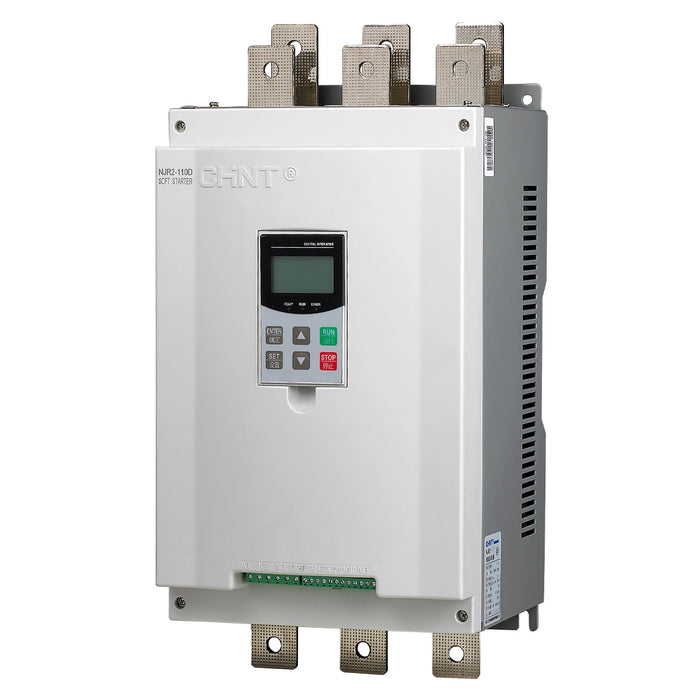 Bộ khởi động mềm Chint NJR2-D Series, External bypass - cần khởi động từ gắn ngoài. Dãy công suất từ 7.5kW ~ 500kW. Tiêu chuẩn CE.