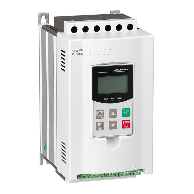Bộ khởi động mềm Chint NJR2-D Series, External bypass - cần khởi động từ gắn ngoài. Dãy công suất từ 7.5kW ~ 500kW. Tiêu chuẩn CE.