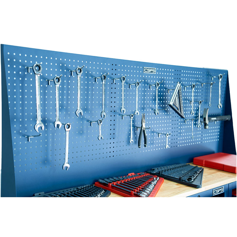 Bộ ván gỗ mặt bàn thao tác, kèm vách lưới treo dụng cụ CSPS bề ngang từ 61cm - 183cm