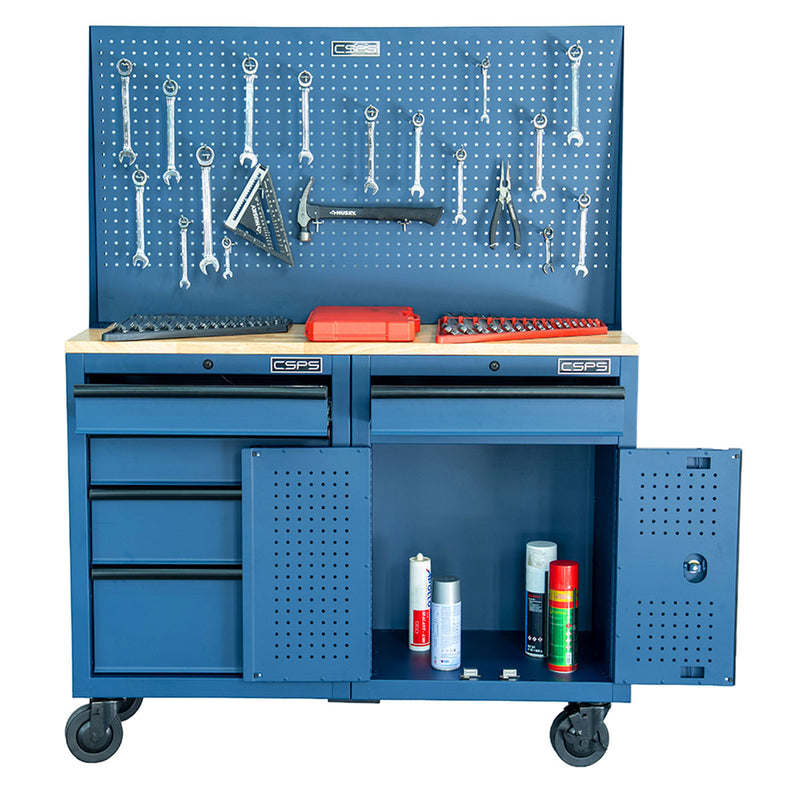 Bộ ván gỗ mặt bàn thao tác, kèm vách lưới treo dụng cụ CSPS bề ngang từ 61cm - 183cm