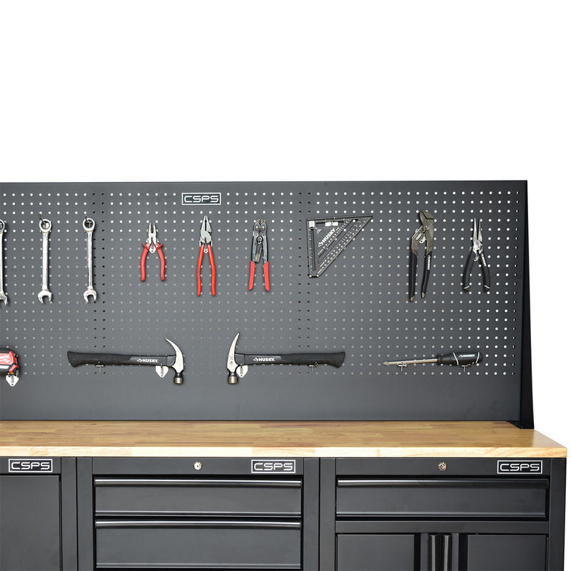 Bộ ván gỗ mặt bàn thao tác, kèm vách lưới treo dụng cụ CSPS bề ngang từ 61cm - 183cm