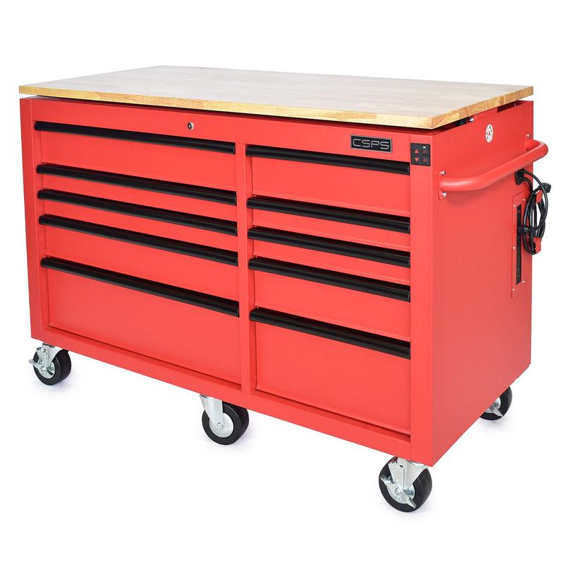 Tủ dụng cụ 10 ngăn kéo, tích hợp mặt bàn nâng hạ bằng điện CSPS bề ngang 142cm, tải trọng tối đa 680kg