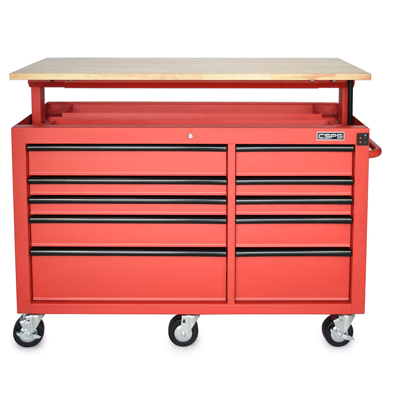 Tủ dụng cụ 10 ngăn kéo, tích hợp mặt bàn nâng hạ bằng điện CSPS bề ngang 142cm, tải trọng tối đa 680kg