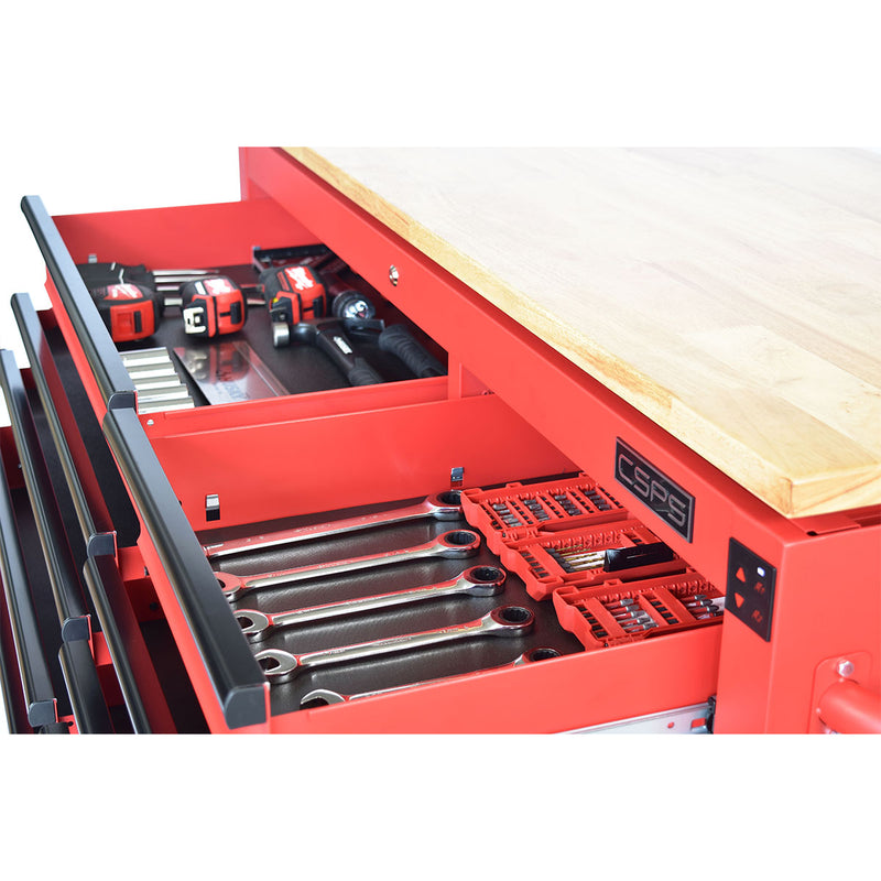Tủ dụng cụ 10 ngăn kéo, tích hợp mặt bàn nâng hạ bằng điện CSPS bề ngang 142cm, tải trọng tối đa 680kg