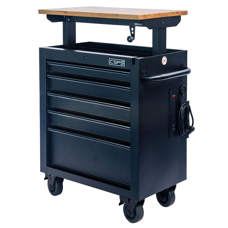 Tủ dụng cụ 5 ngăn kéo, tích hợp mặt bàn nâng hạ bằng cơ CSPS bề ngang 76cm, cao 82cm, tải trọng tối đa 680kg