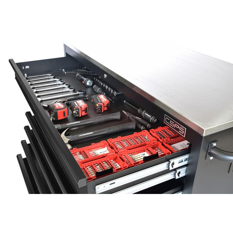 Tủ dụng cụ 5 ngăn kéo, bàn thao tác bằng Inox CSPS bề ngang 132cm, tải trọng tối đa 680kg