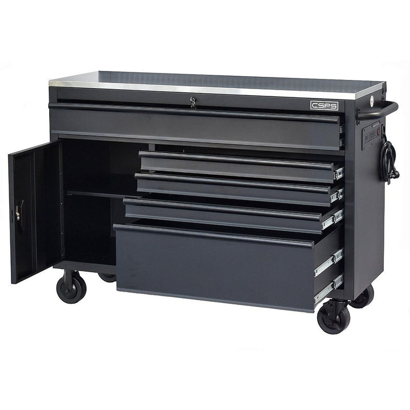 Tủ dụng cụ 5 ngăn kéo, bàn thao tác bằng Inox CSPS bề ngang 132cm, tải trọng tối đa 680kg