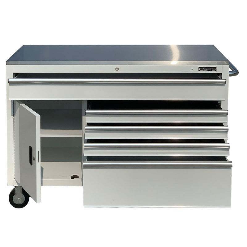 Tủ dụng cụ 5 ngăn kéo, bàn thao tác bằng Inox CSPS  ngang 132cm, tải trọng tối đa 680kg