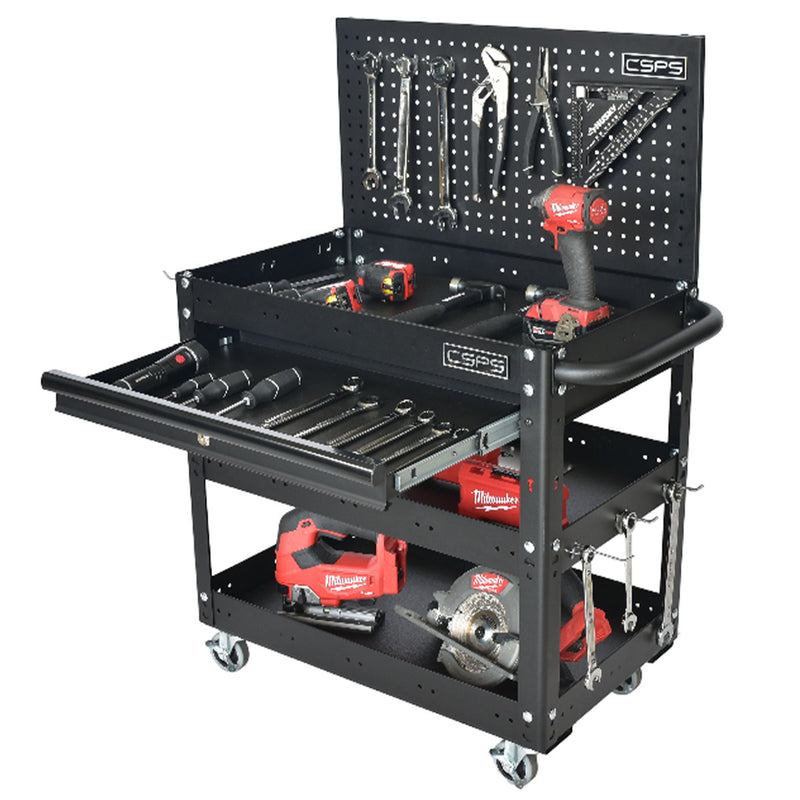 Xe đẩy dụng cụ 3 tầng CSPS bề ngang 71cm, tải trọng tối đa 135kg