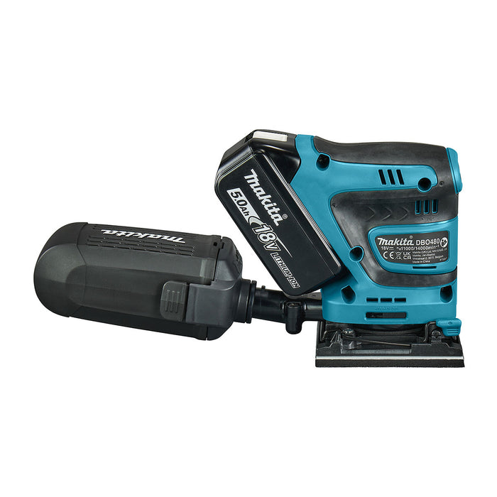 Máy chà nhám rung Makita DBO480 dùng Pin 18V LXT, kích thước đế 112 x 102mm