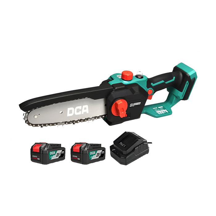 Máy cưa xích mini Pin 20V DCA ADML20081, lam xích dài 200mm, động cơ không chổi than