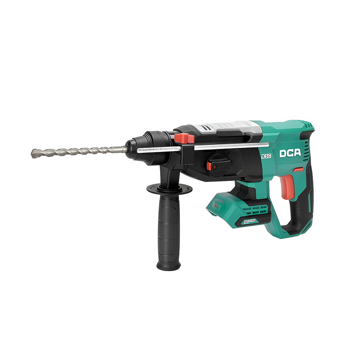 Máy khoan bê tông pin 20V Max DCA ADZC02-26, khả năng khoan 26mm, đầu gài SDS-Plus, 3 chế độ, động cơ không chổi than, công suất 600W, lực búa 3.1J