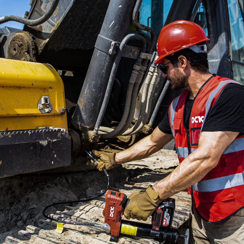 Máy bơm mỡ DCK KDGG500 dùng Pin 20V, áp suất bơm 10,000 PSI