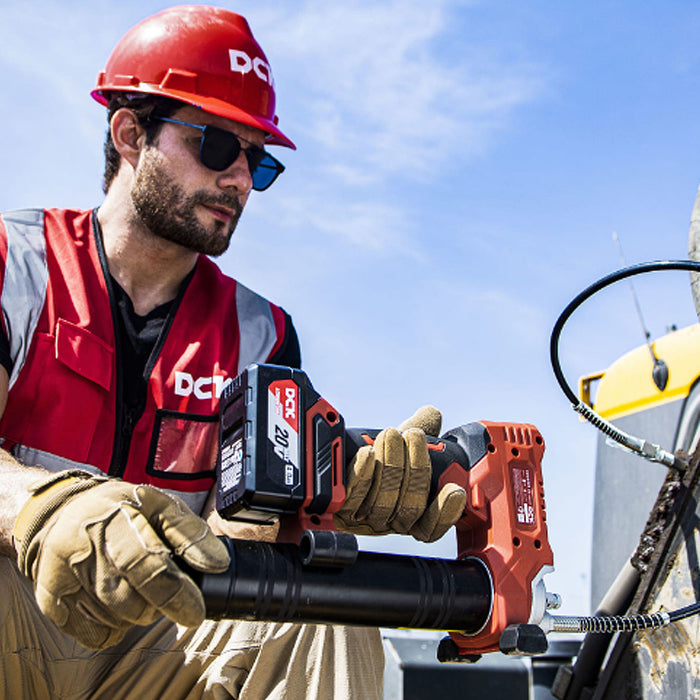 Máy bơm mỡ DCK KDGG500 dùng Pin 20V, áp suất bơm 10,000 PSI