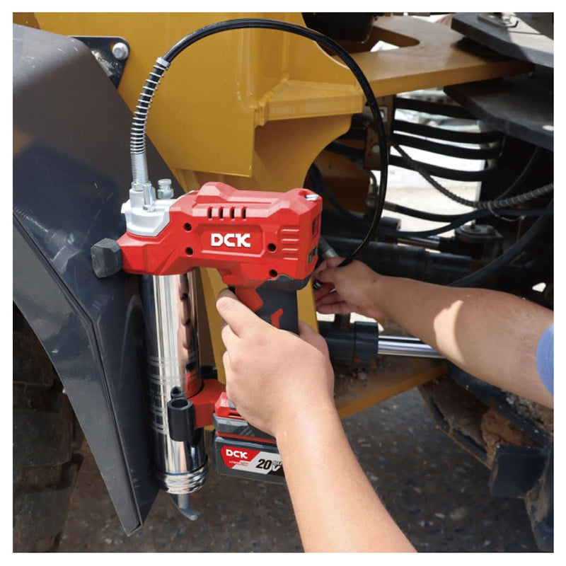 Máy bơm mỡ DCK KDGG500 dùng Pin 20V, áp suất bơm 10,000 PSI
