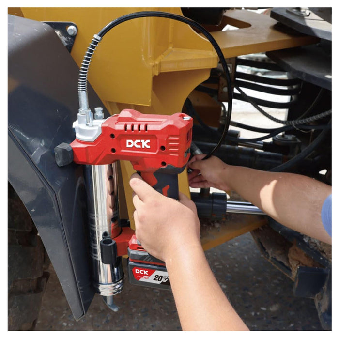 Máy bơm mỡ DCK KDGG500 dùng Pin 20V, áp suất bơm 10,000 PSI